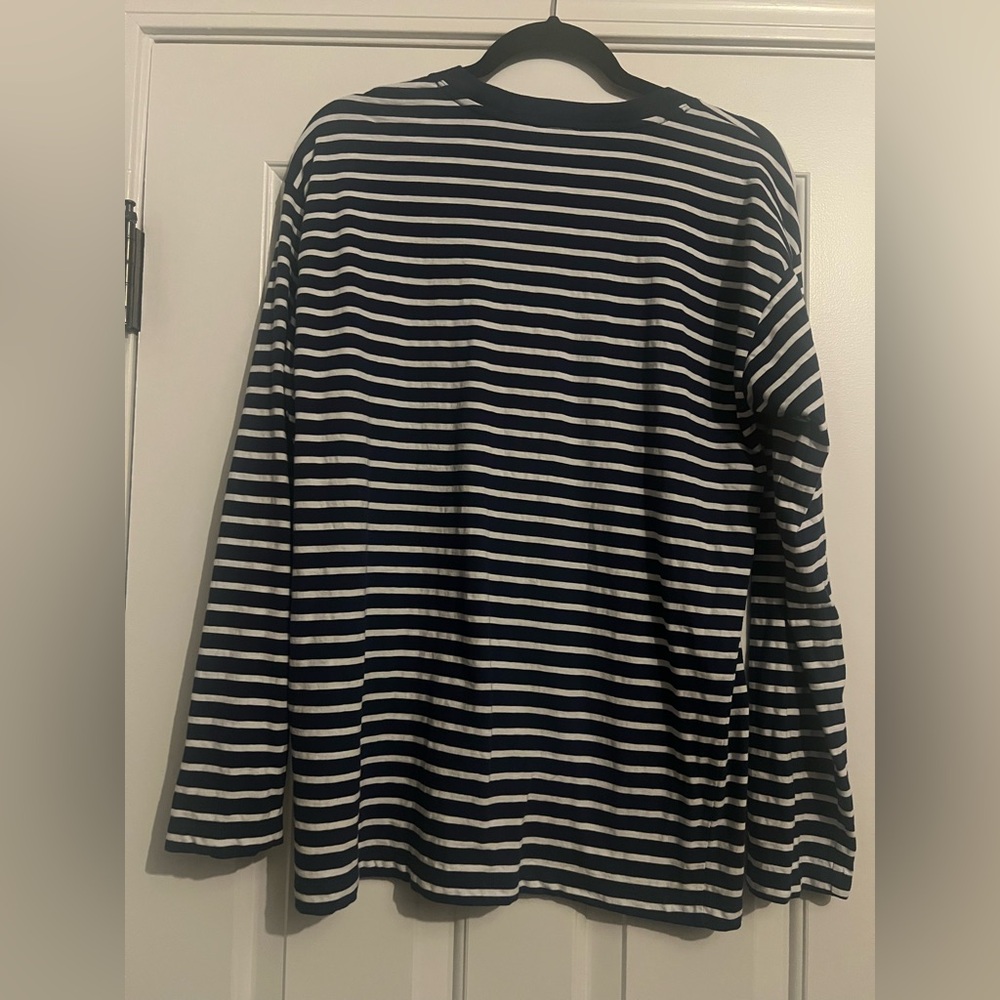 J Crew Navy/White Striped Women's Top-M - Picture 5 of 6